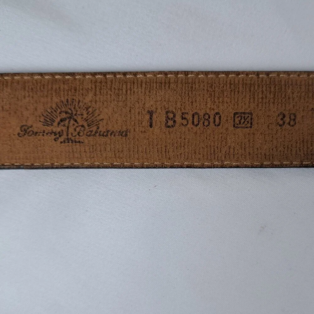 Tommy Bahama Leather & Woven Nylon Belt Size 38 Made in Spain - Picture 7 of 16